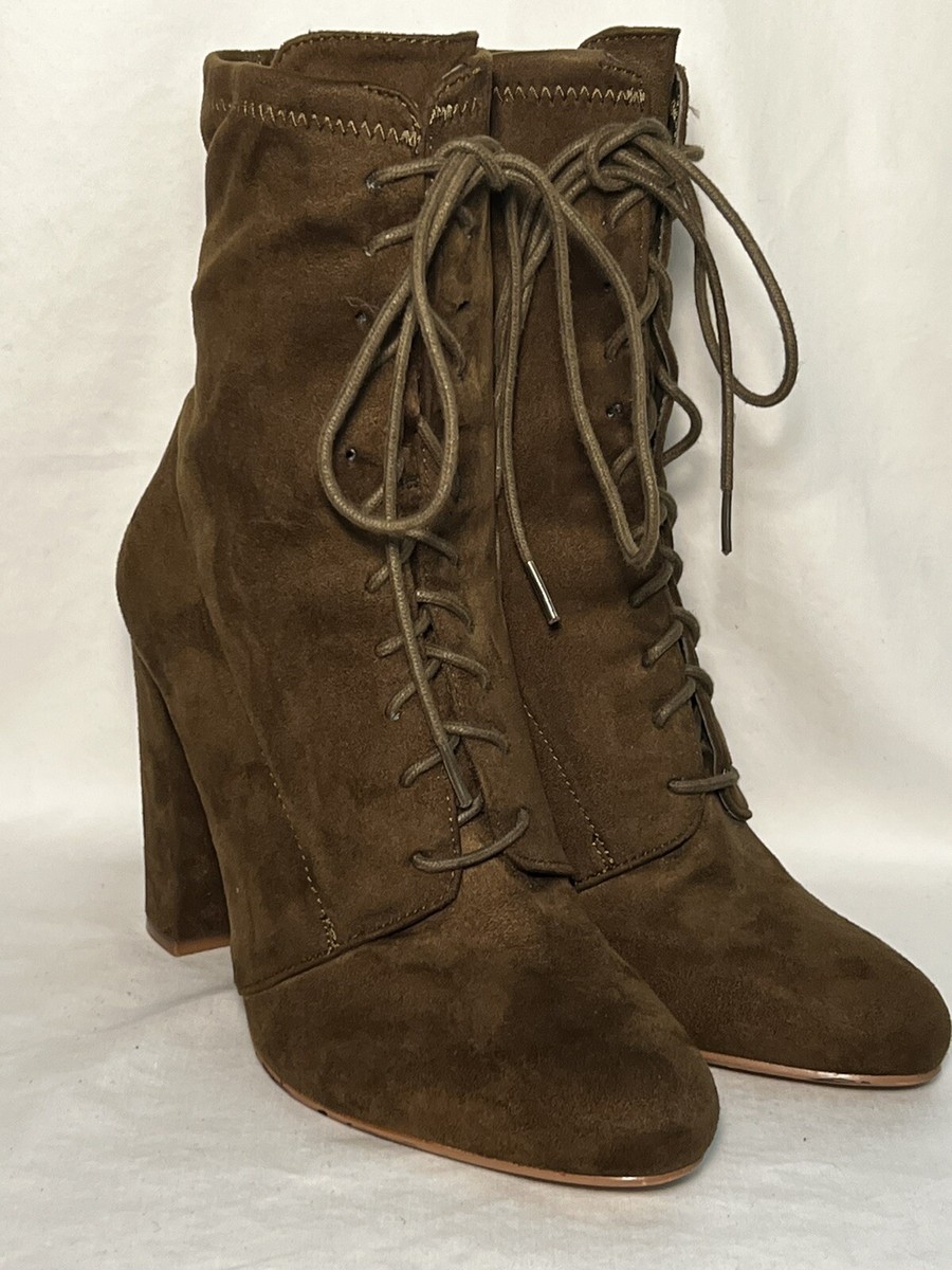 Steve Madden Elley Womens Ankle Boots Size 7M Olive Lace Up  display picture 1
