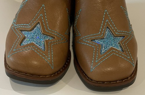 Wonder Nation Brown Square Toe Western Cowboy Boots Shoes Toddler Girl 10 NEW - Picture 3 of 10