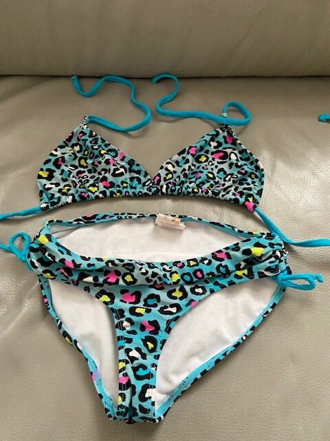 Girl two piece swimsuits Size 12 lined beach Blue Vacation Pool summer