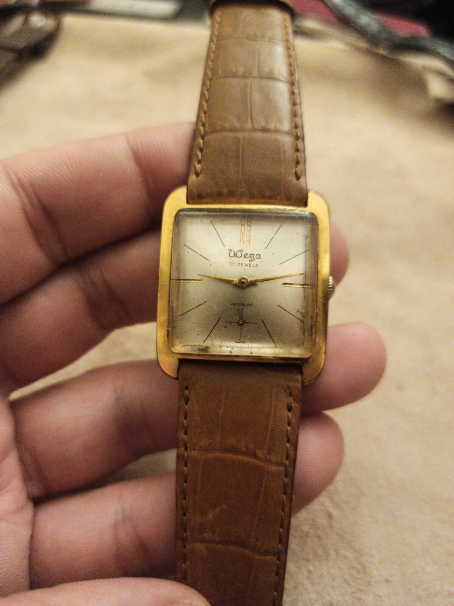 Montre Vintage Wega Art Déco - Mécanique Manuelle, Boîtier Plaqué Or Style Tank