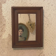 Miroir Ancien Mural en Bois de Noyer Mouluré - 29,5 x 22,5 cm - 19ème