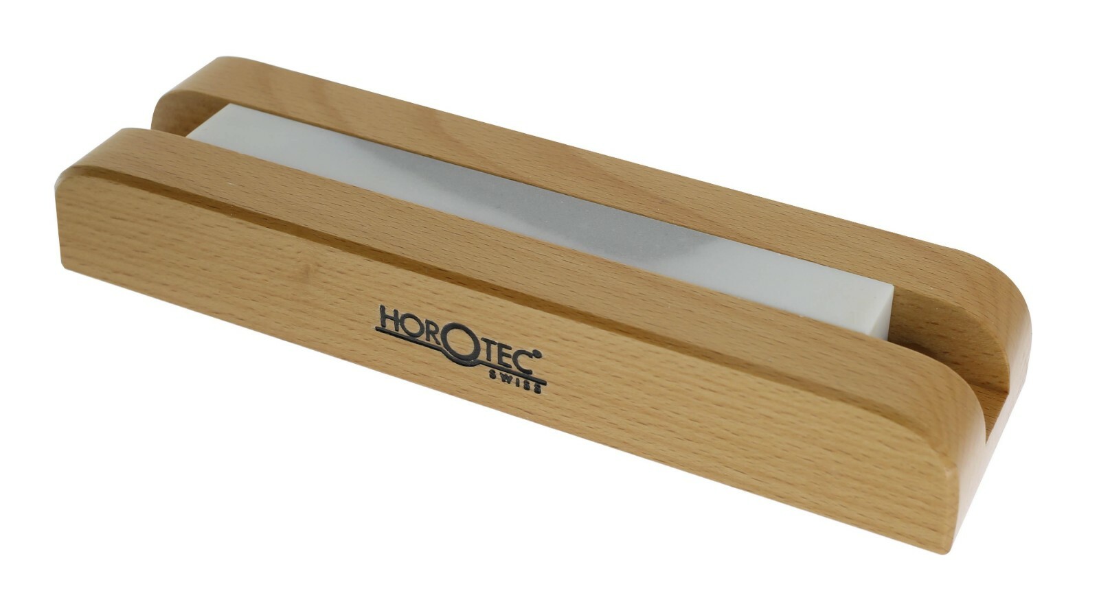 Socle en bois HOROTEC 16.203 avec pierre d Arkansas pour affûtage de tournevis