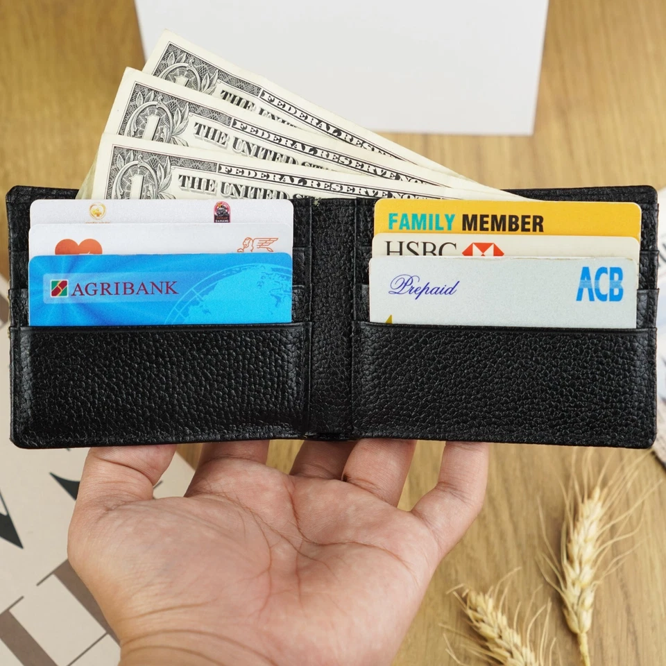 Cartera plegable de cuero de cocodrilo real para hombre Foto 3 de 4