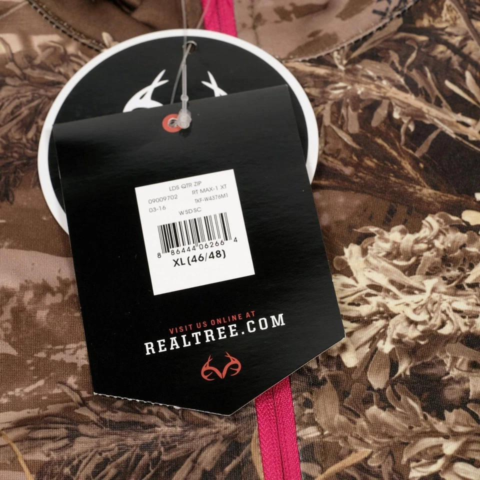Realtree MAXI-1 XT Camouflage Ladies Pullover 1/4 Zip Top XL (46/48) Hunting - Image 4 of 4