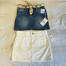 Kanz  Gap Lot Of 2 Girls Skirts Size 5 Blue / White Denim Jean Cotton Blend NEW