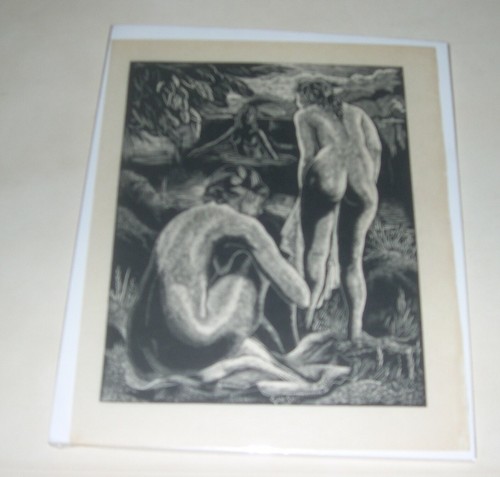 Bathers Woodblock Print, Emil Ganso Listed Artist - Picture 3 of 3