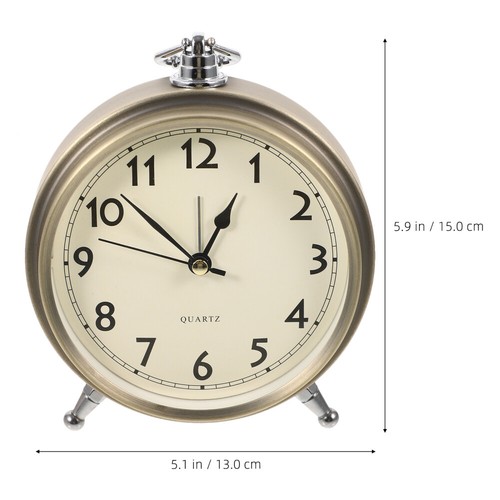 Metal Alarm Clock Roman Numerals Table Bedside Silent Alarm Clock Sweep Seconds - Picture 4 of 12