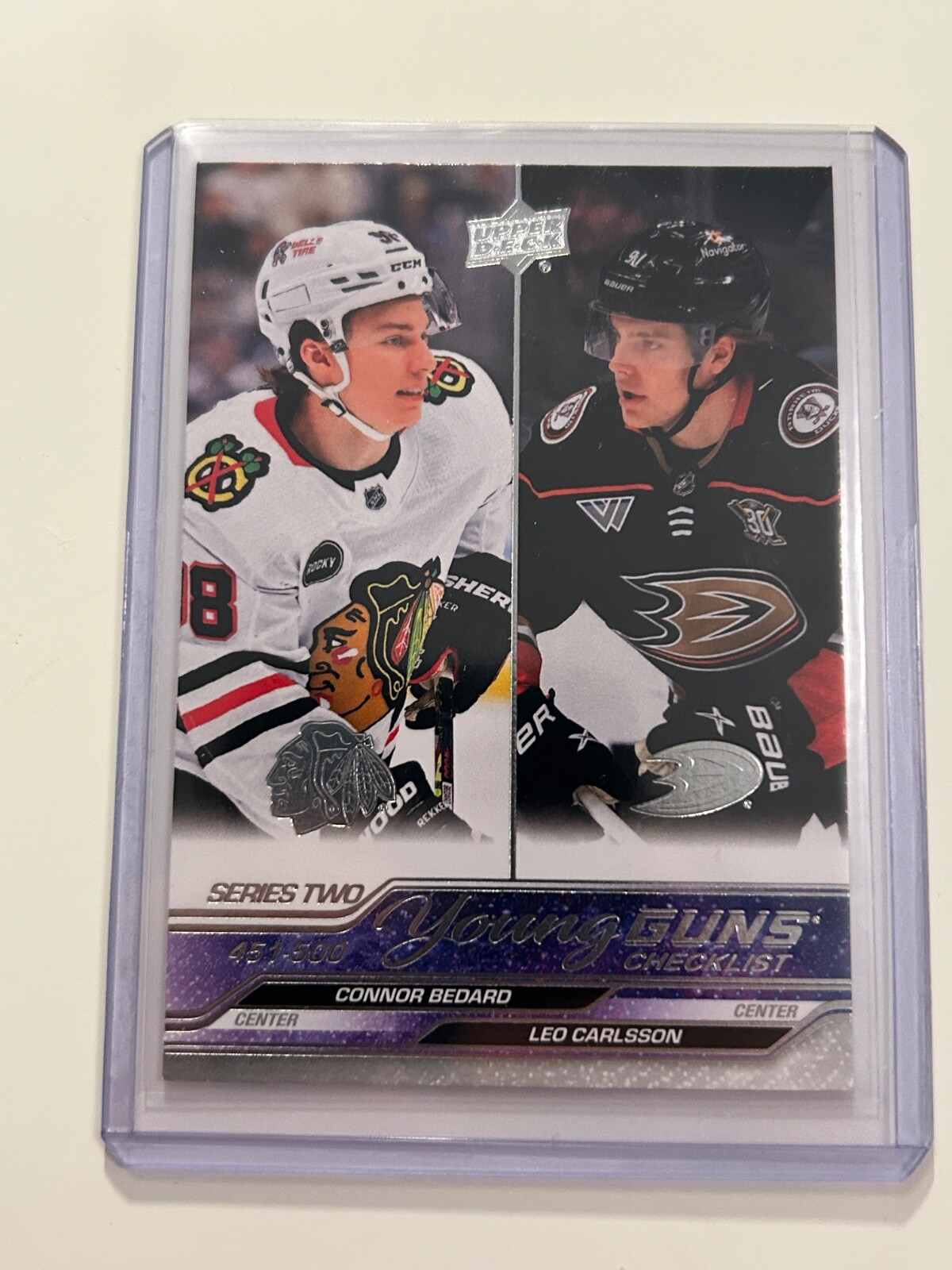 2023-24 Upper Deck #500 Young Guns Checklist - Connor Bedard - Leo Carlsson RC