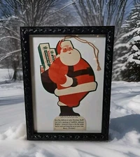 1940's Santa Claus Two-Sided Wrigley's Chewing Gum Paper Ornament Framed 9x7~#2