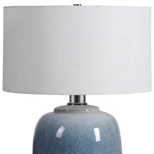 Uttermost Blue Waters Ceramic and Fabric Table Lamp in Light Blue/White - Picture 4 of 8
