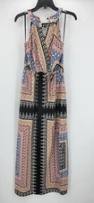 Monteau Dress Womens Medium Bohs Print Sleeveless Halter Maxi Sundress