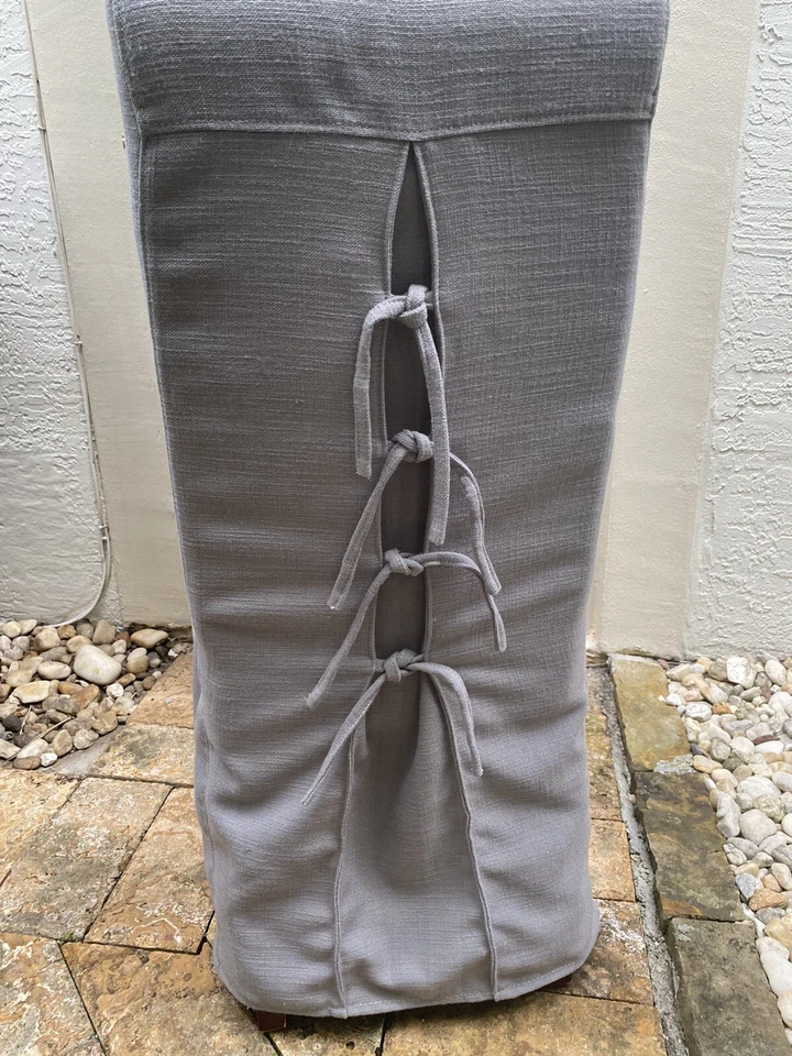 SAFAVIEH ADRIANNA 19" LINEN COVER CHAIR ARCTIC GREY CHERRY MAHOGANY $204 Retail - Image 2 of 4