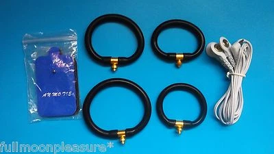 ELECTRO TENS EMS E-STIM 4 CONDUCTIVE MASSAGE RINGS AND 2 X PADS AND LEAD ! UK !