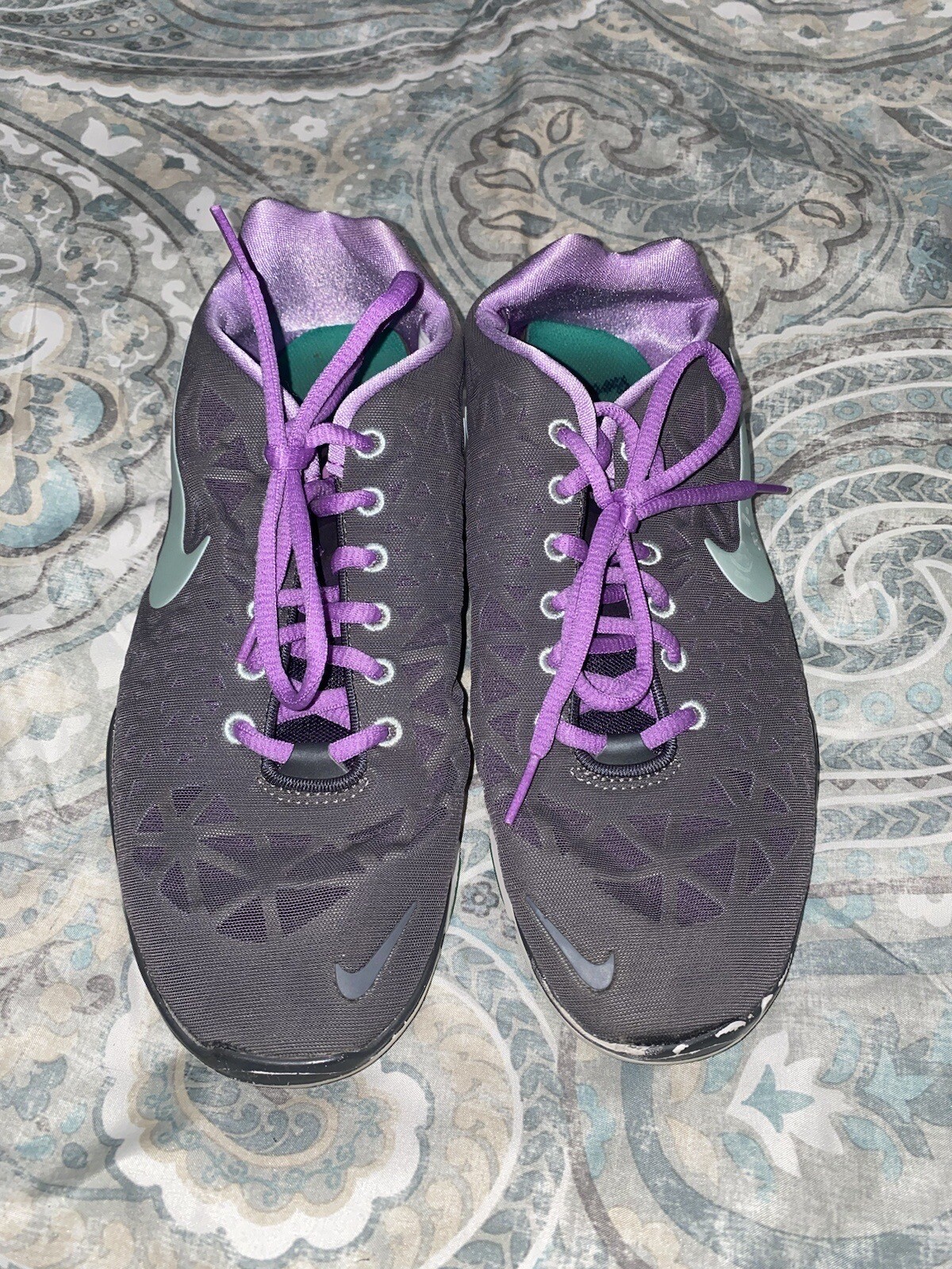 Nike Running Shoes Womens 9 Grey Purple Training Sneakers-image