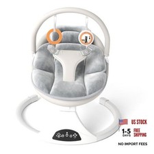 Electric Baby Swing with Remote Control,5 Speeds Portable Cozy 0-6M, Beige
