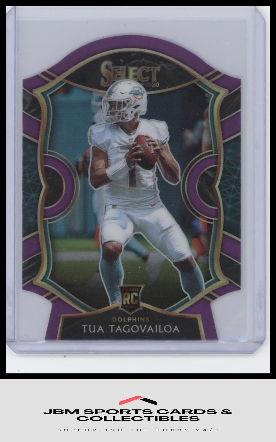 2020 Panini Select #45 Tua Tagovailoa Purple Prizm Die Cut RC