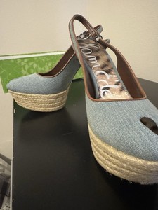 Sam Edelman Light Blue Denim Novato Sling backs 