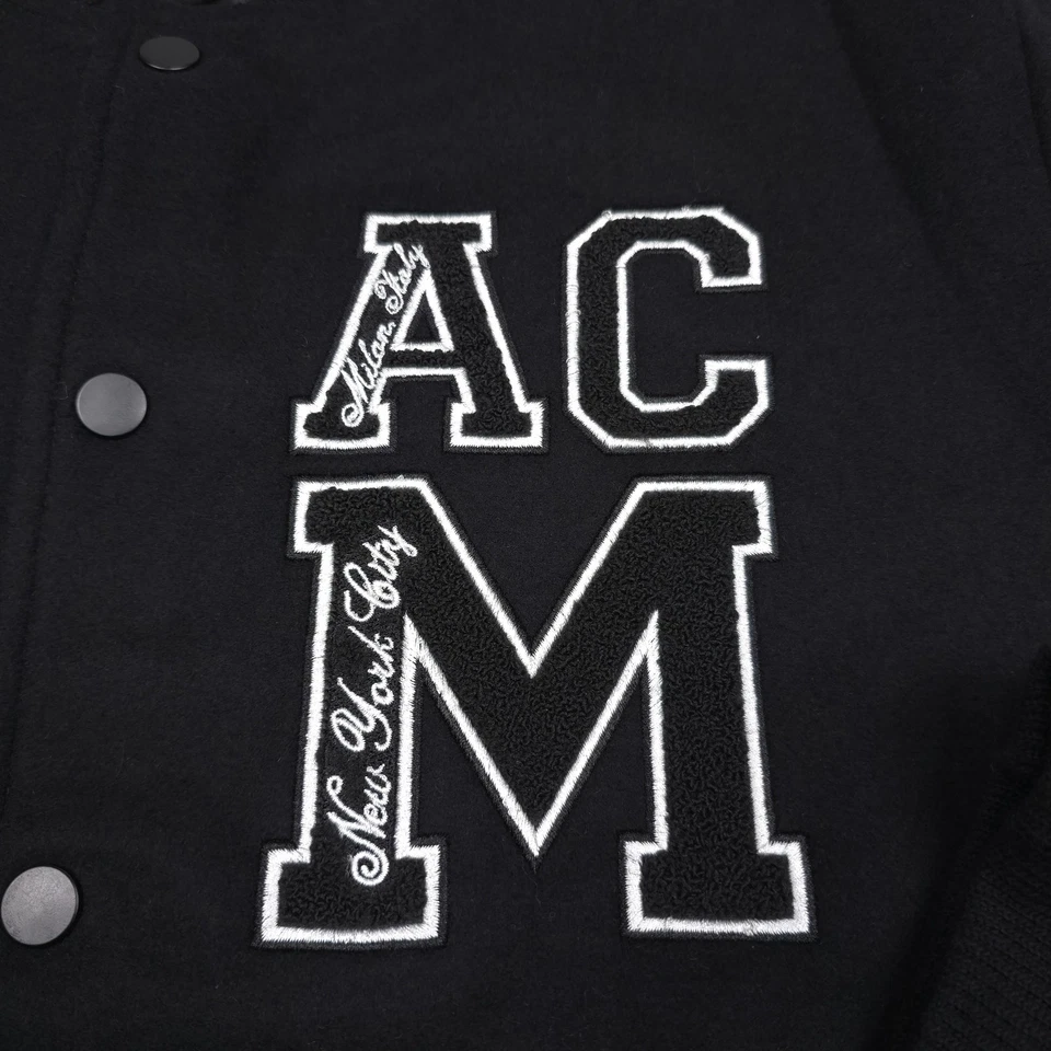 $495 AC Milan 1899 Chaqueta Coach Negra Frontal A Presión Mezcla Lana Para Hombre Talla Grande Foto 3 de 4