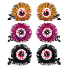 Halloween Hair Bow Clips for Girls, 6PCS Eyeball Hair Bows for Kids, Adults