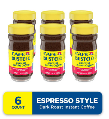 (6 pack) Cafe Bustelo Espresso Style Dark Roast Instant Coffee 7.05 oz Jar