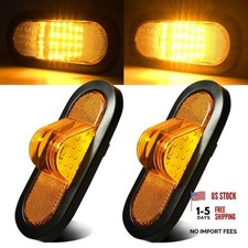 2Pcs 6.5" inch Oval Mid Turn Signal 24 Amber LEDs Mid-Ship Marker Trailer