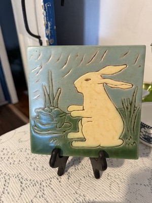 Lesperance Tile Works 1983 Ceramic Rabbit Tile Raised Relief Glazed