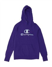 CHAMPION Womens Graphic Hoodie Jumper UK 14 Medium Purple Polyester AA07