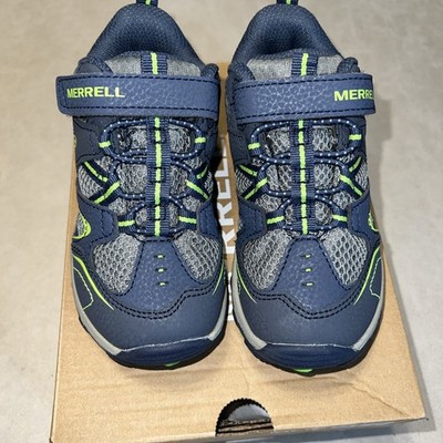 Merrell Trail Chaser Boys Navy/Green Hook & Loop Hiking Shoes Size 9.5M