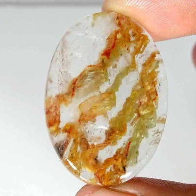 46.30Cts Natural Green Golden Garden Quartz Oval Loose Gemstone