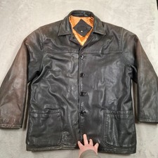 Coles Leather Jacket Mens XL Black Vintage Co...