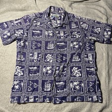 Vintage Shoreline Hawaii Brand Hawaiian Shirt Size M Surfer faded