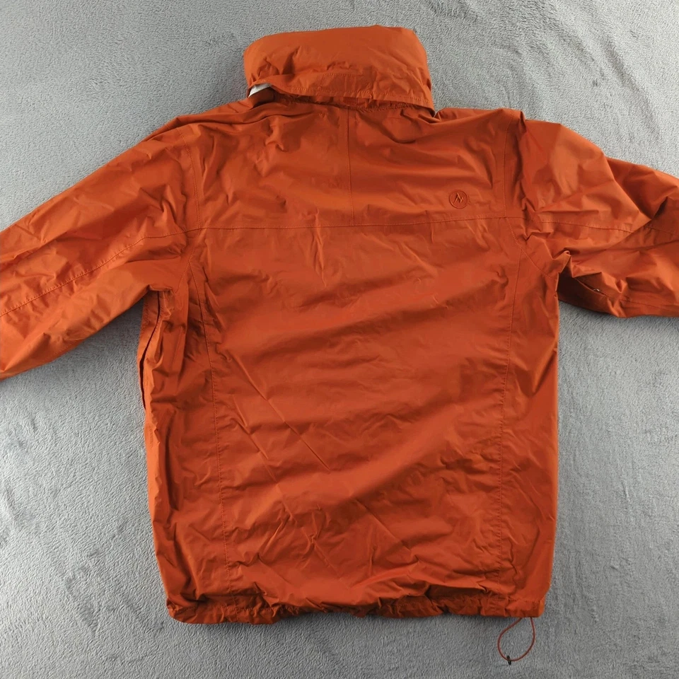 Marmot Jacket Mens Medium Orange Hooded Rain Shell Nylon Outdoor CC-440 - Image 2 of 4