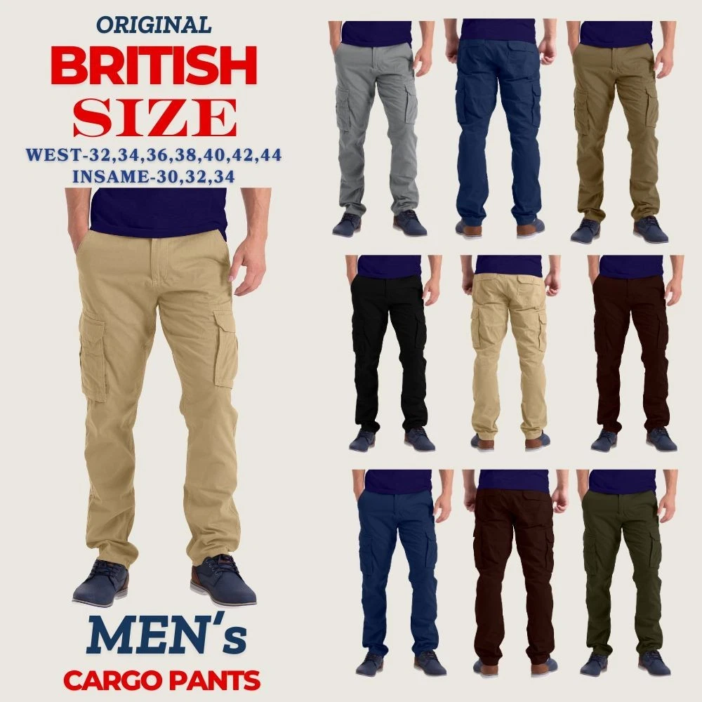 Original Mens Cargo Combat Black Work Trousers UK Size 32-44
