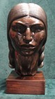 Rare MAURICIO SARAVIA Carved Wood Bust of a Native American Young Man SIGNED — photo 1