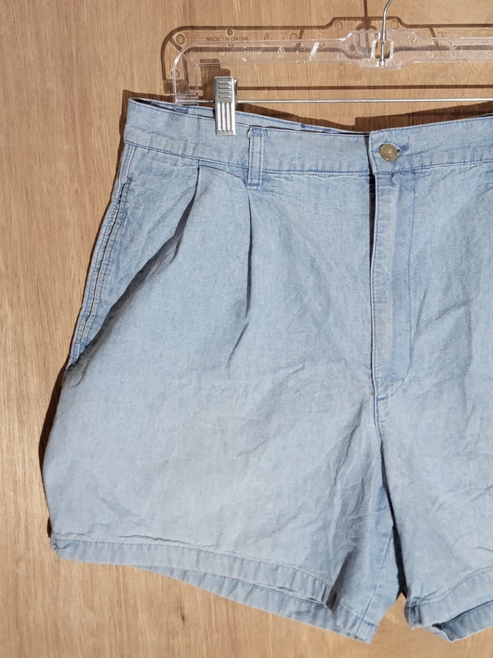 Pantalones cortos plisados de mezclilla azul para hombre Club Room by Charter Club talla 38 100 % algodón Foto 2 de 4