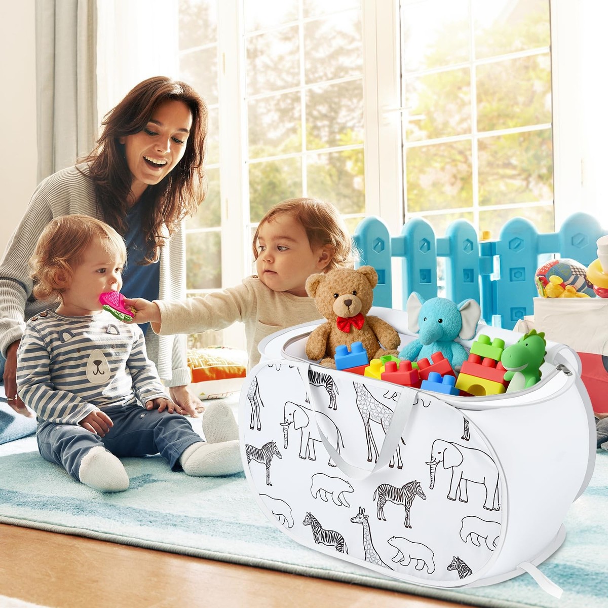 Collapsible Toy Storage Box with Zipper Lid Lightweight Organizer