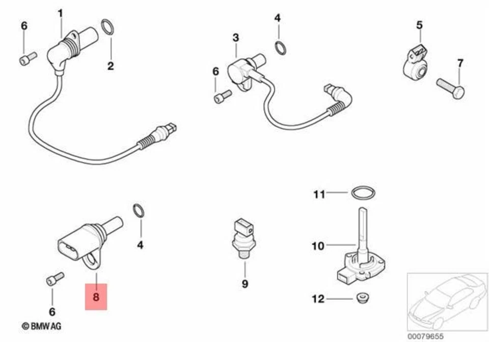 Sensor de posición del árbol de levas original BMW E39 E46 E52 E85 E86 CPS OEM 13627796054 Foto 2 de 4