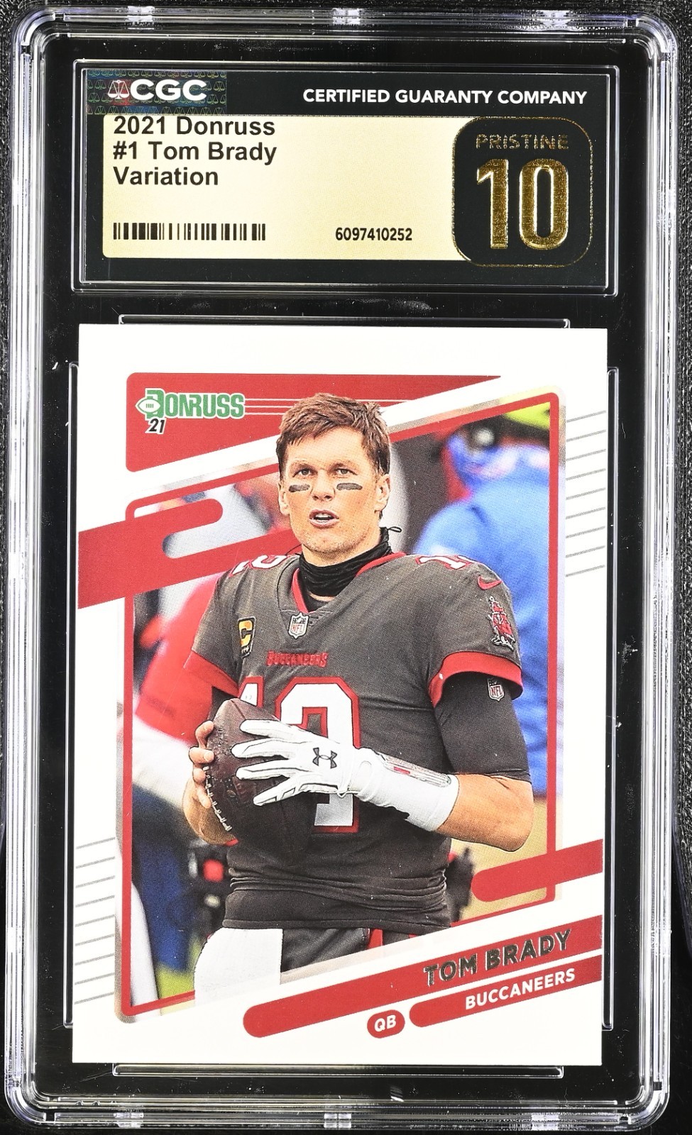 Tom Brady #1 Football Cards 2021 Panini Donruss trading card — raw and PSA graded price guide