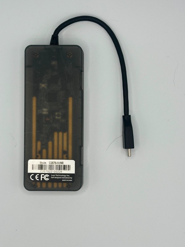 ineo C2575-NVME M.2 NVMe SSD Enclosure USB-C External Case Translucent Black