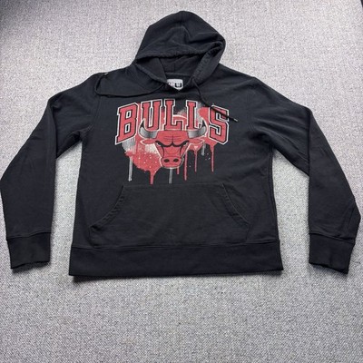 Chicago Bulls Hoodie Mens S Paint Dripping Logo Pullover Hooded Sweatshirt