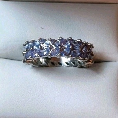 925 Sterling Silber Ring Birne Tansanit Natur Edelstein Schmuck Größe 8