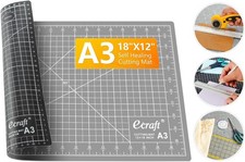 Ecraft Self Healing Cutting Mat:18"x12" Double 18L x 12"W, Grey/Black