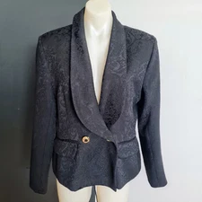 Women's size 16 'ROBBIE CRANFIELD' Gorgeous black textured designer jacket - EUC