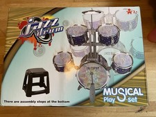 NIB Kids Drum Set with Lights  Stool 5-Piece Jazz Drum Kit Musical Toy Toddlers