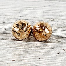 Vintage 14K Yellow Gold Ball Stud Earrings Diamond Cut Staple Luxury Pretty