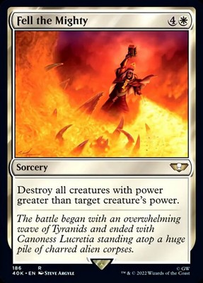 MTG Fell the Mighty (Surge Foil) [Warhammer 40,000] Lightly Played Foil Magic