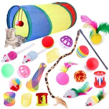 22 PCS Cat Kitten Toys Set,ncluding Interactive Feather Teaser Toy, Mouse Tum...