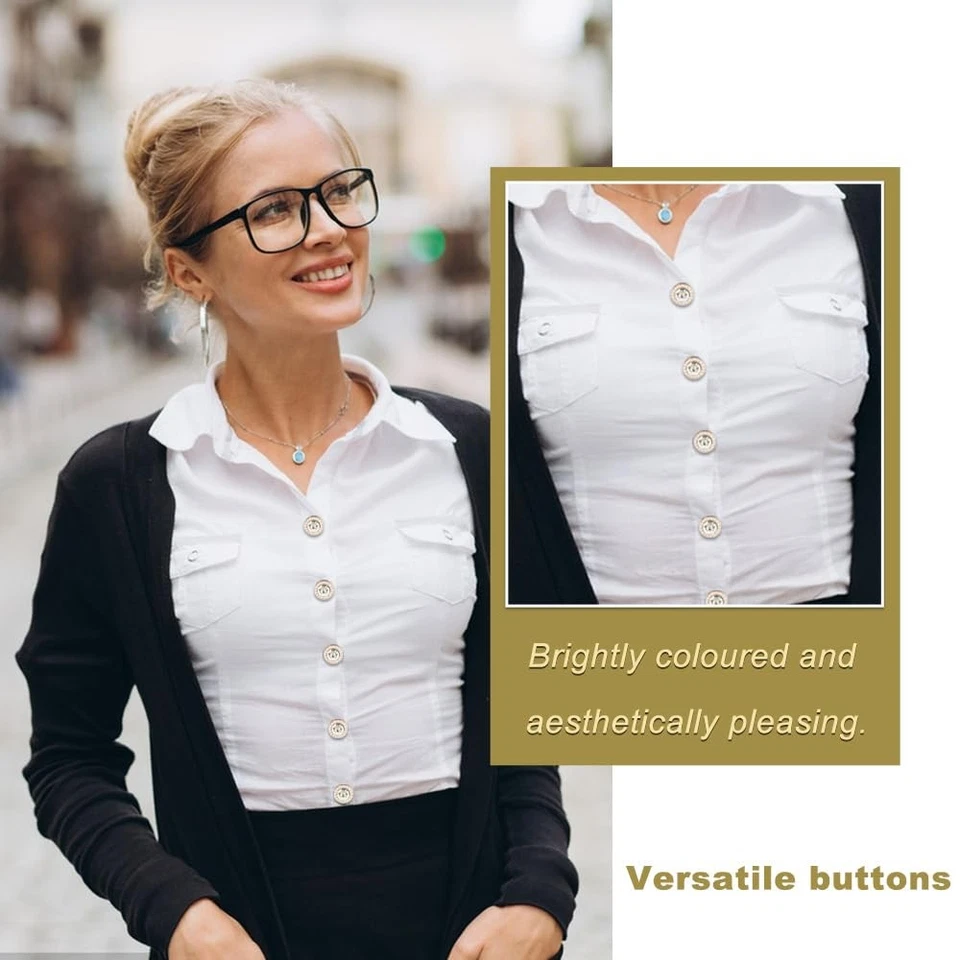 Lot de 100 boutons à coudre vintage en cristal blanc pour vêtements chemises ... - Photo 4/4