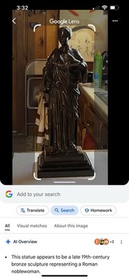 Late 1900s Century Bronze Statue Of A Woman Roman Nobleman 15 H5 w