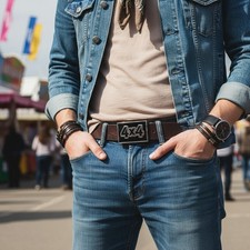 New Men Women Silver Black Belt Buckle Large Square Big Size Western 4X4 Offroad